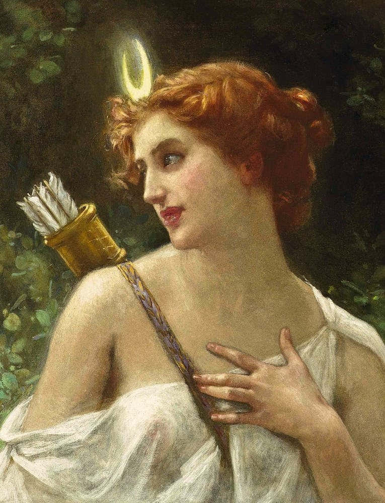 "Diana the Huntress" by Guillaume Seignac (1870-1924) in HD | Mythological Moon Goddess Art |Immaculate High Resolution Version