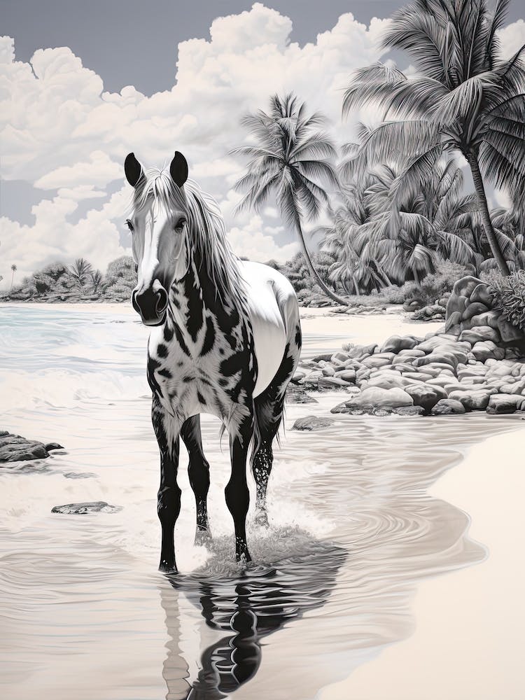 A Horse Oil Painting In Eagle Beach, Aruba, Portrait 4