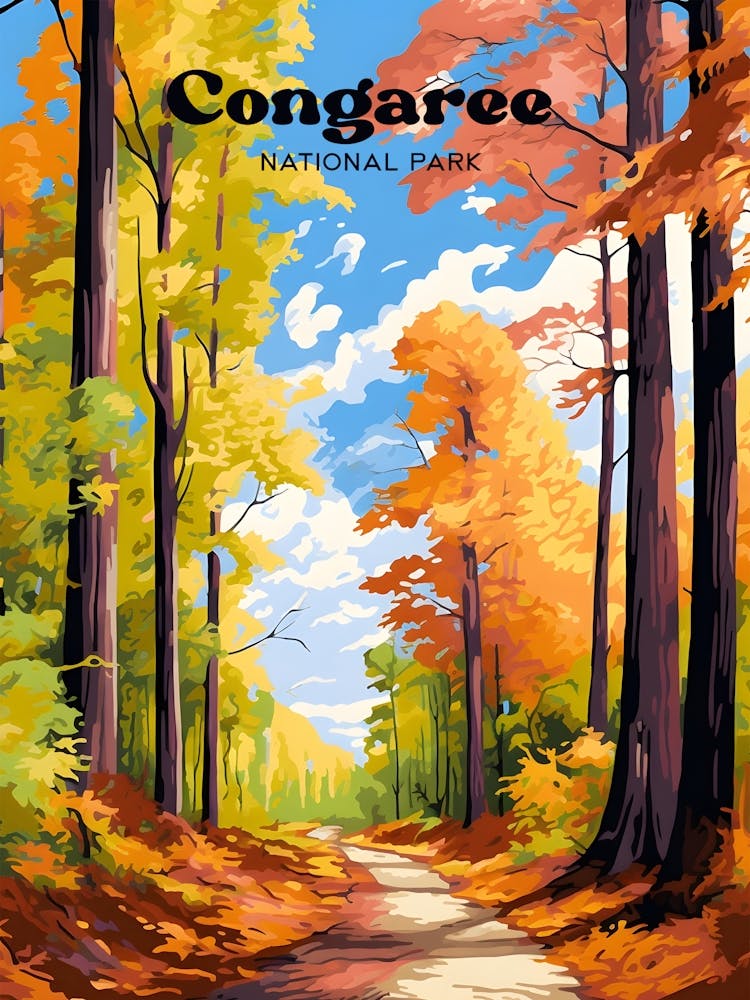 Congaree National Park Nature Travel Illustration