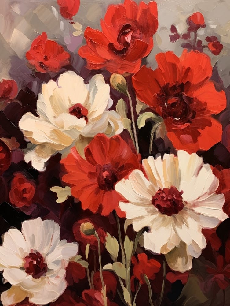 Red Flower Impressionist Painting 2