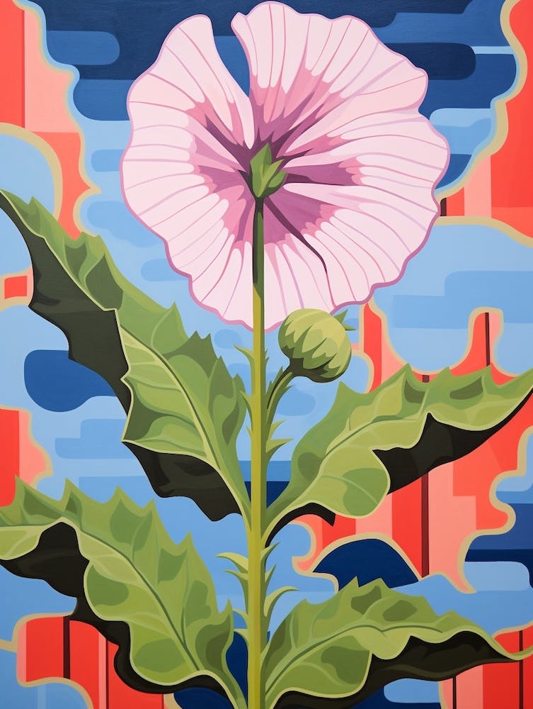 Stockrose 3 Hilma Af Klint Inspiriertes Pastell Blumen Gemälde