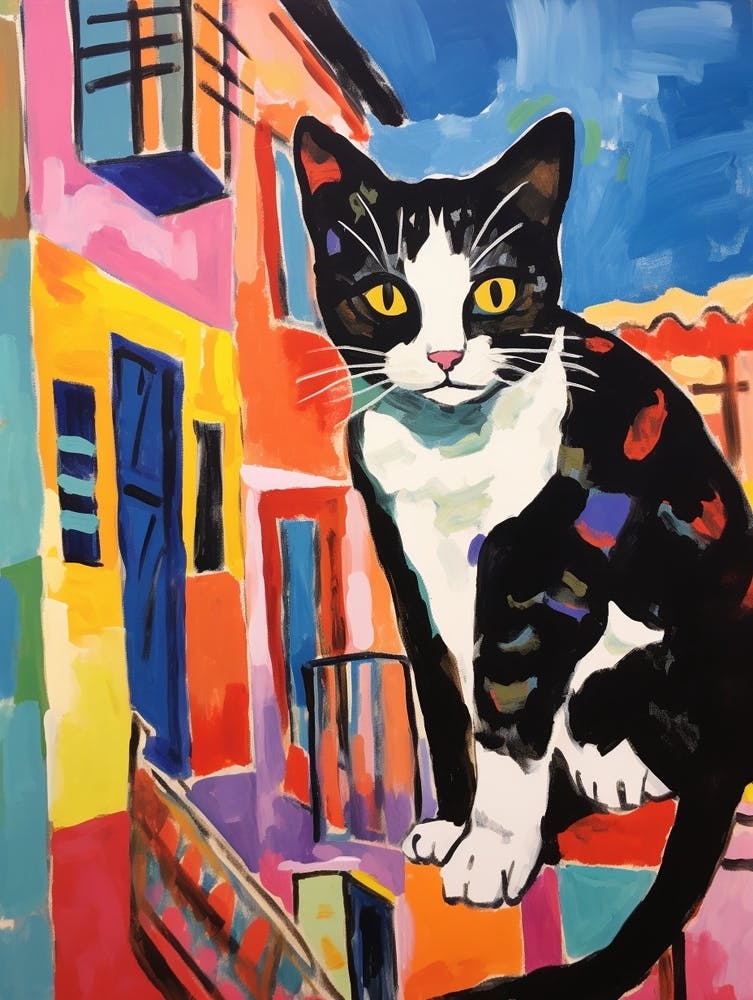 Painting Of A Cat In Essaouira Morocco 1