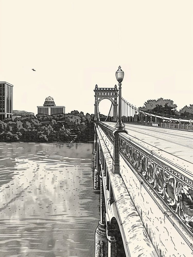 Duotone Illustration Congress Avenue Bridge Austin Texas 4