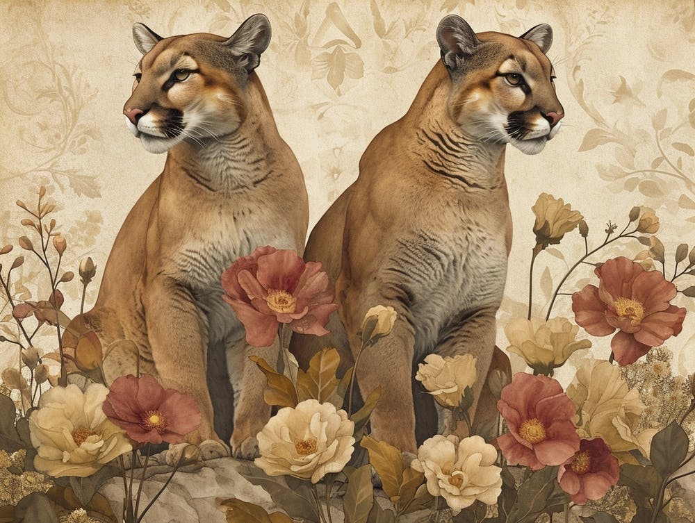Florale Tierillustration Puma 1
