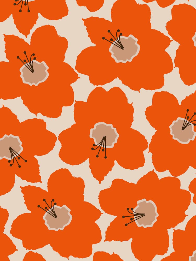 Retro Floral Orange