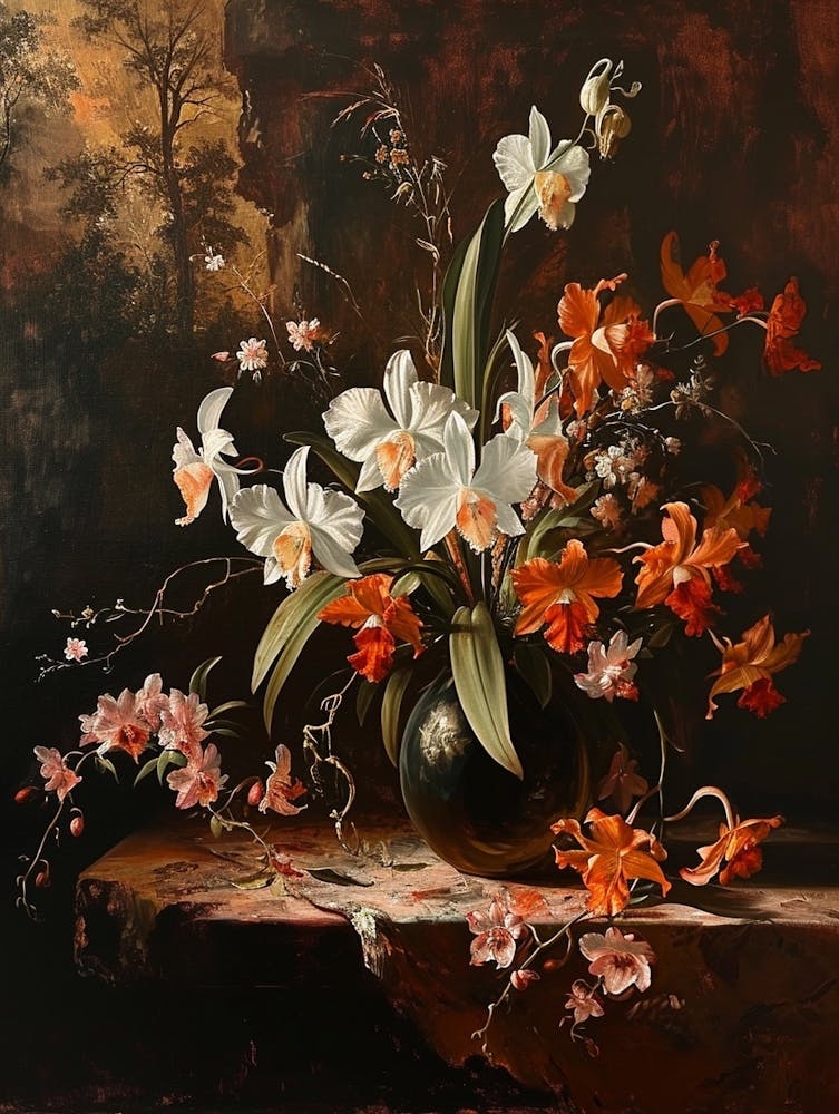 Baroque Floral Still Life Orchid 1