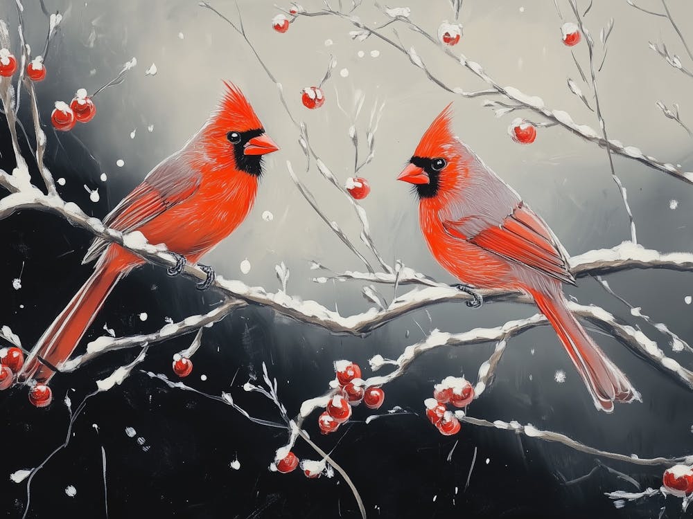Cardinals In The Snow