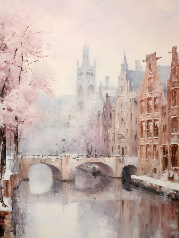 Dreamy Winter Painting Bruges Belgium 4