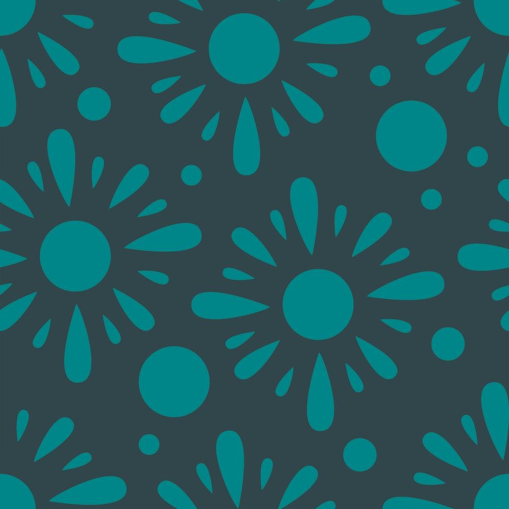 Green Suns On Dark Blue Pattern Square
