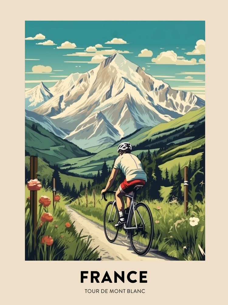 Tour De Mont Blanc France 14 Vintage Cycling Travel Poster