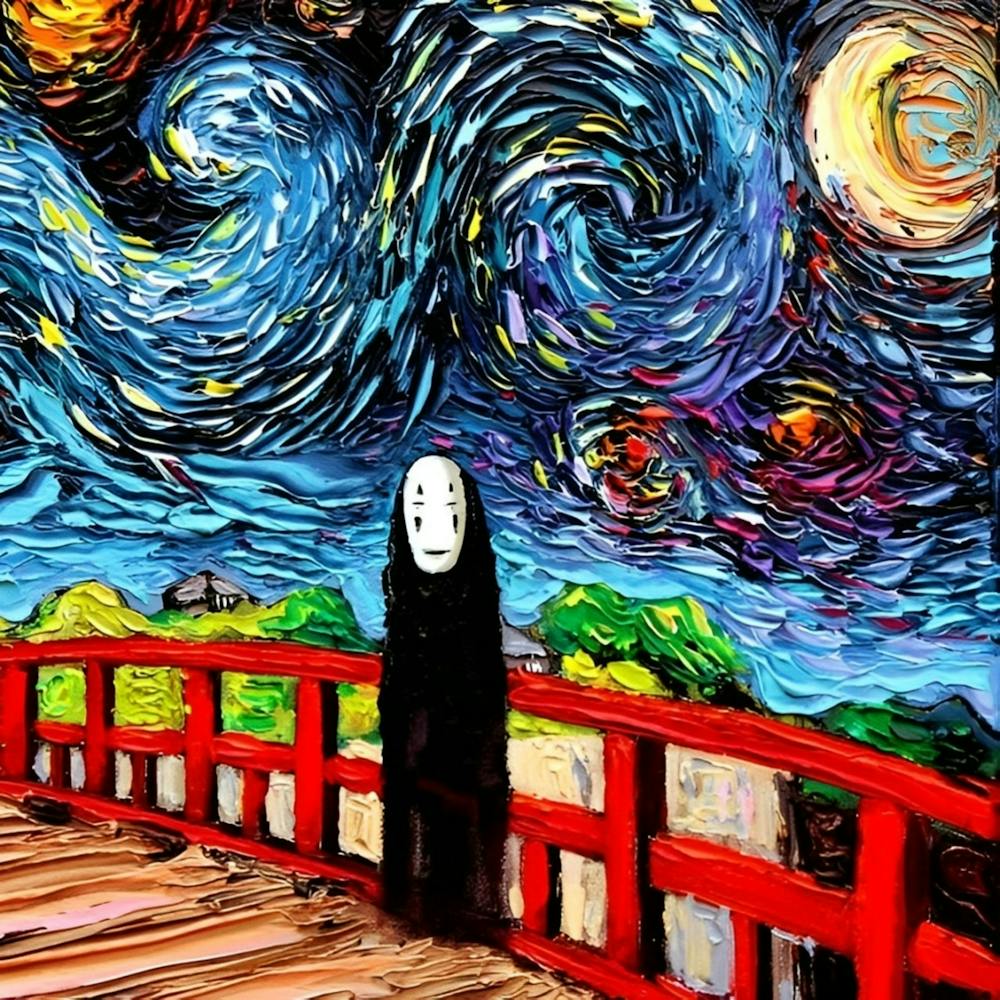 Spirited Away No Face Starry Night Van Gogh Painting