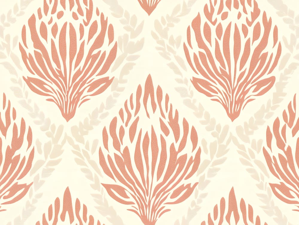 Papier peint floral pêche