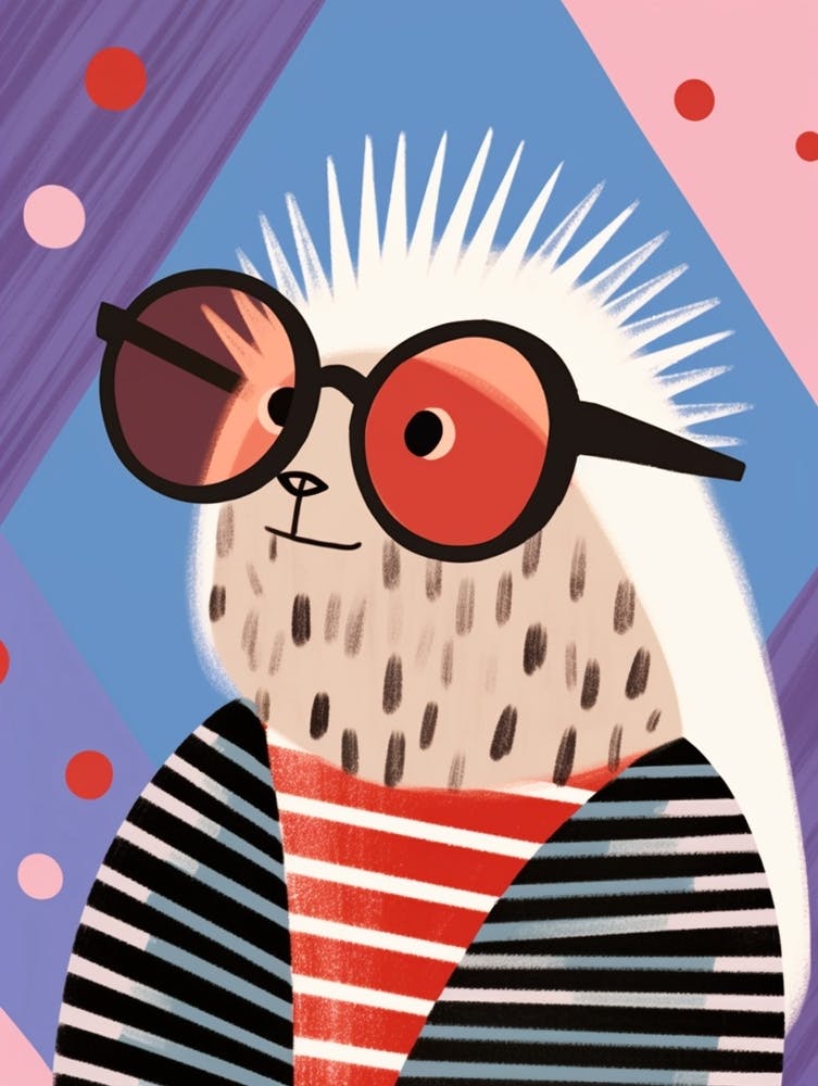 Petit Porc-épic 2 Portant des Lunettes de Soleil