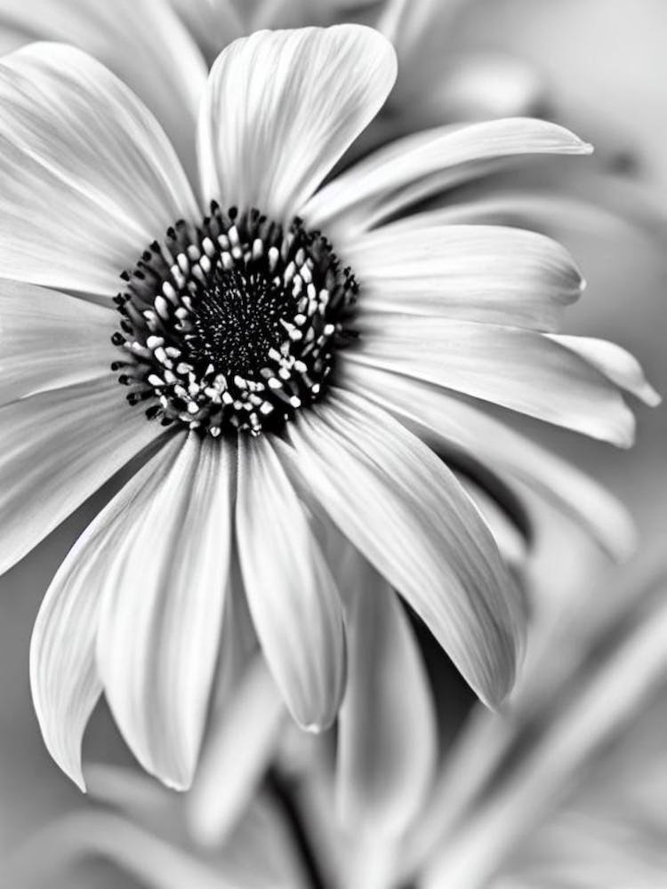 Anemone B&W Pencil 1 Flower