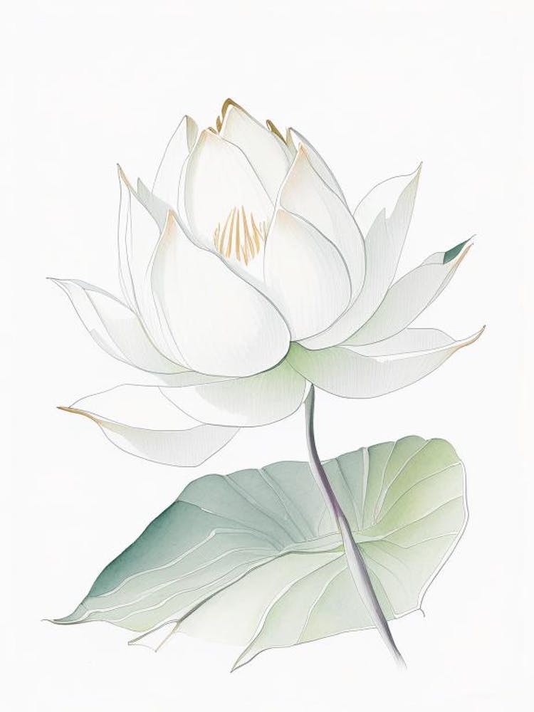 White Lotus Pencil Illustration 3
