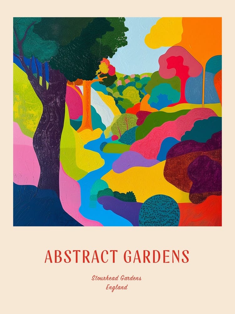 Colourful Gardens Stourhead Gardens United Kingdom 2 Red Poster
