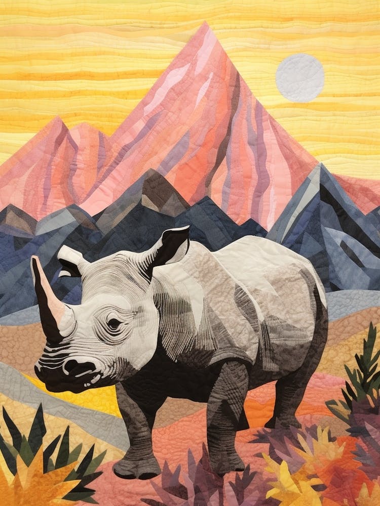 Rhino With Plants & The Sunrise 2
