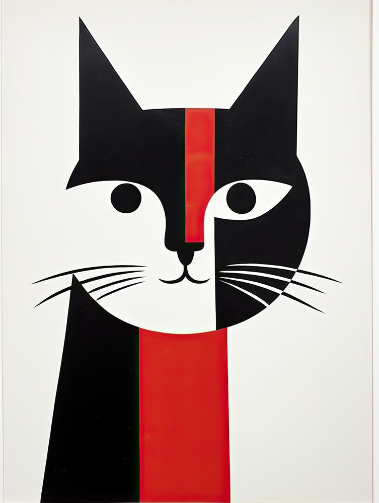 Abstracted Whisker Whimsy: Cubist Minimalism Meets Cats
