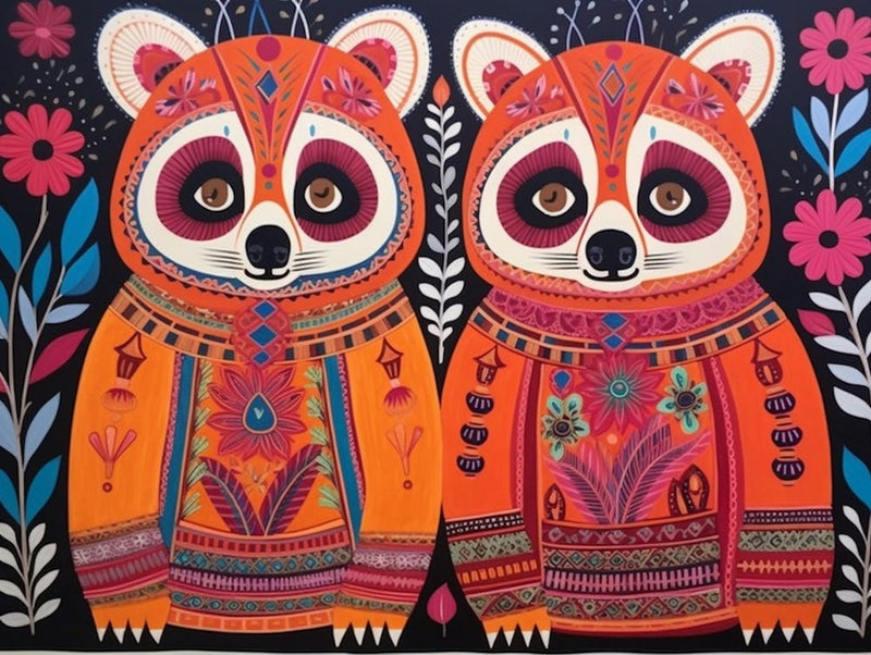 Red Panda 3 Folk Style Animal Illustration