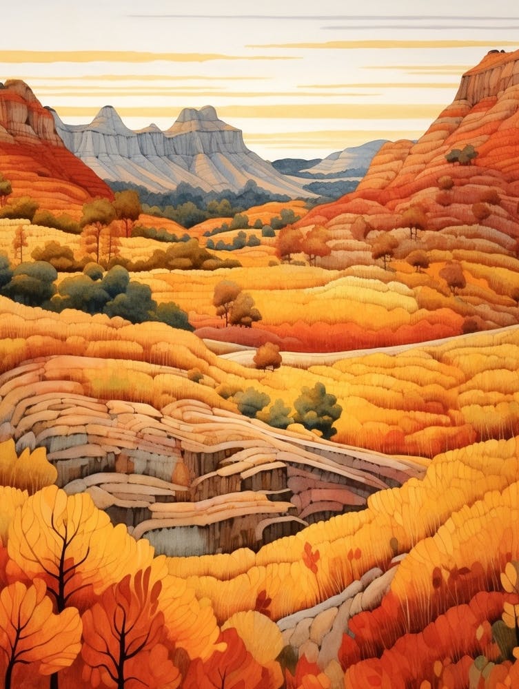 Autumn National Park Painting Zion National Park Utah Usa 1
