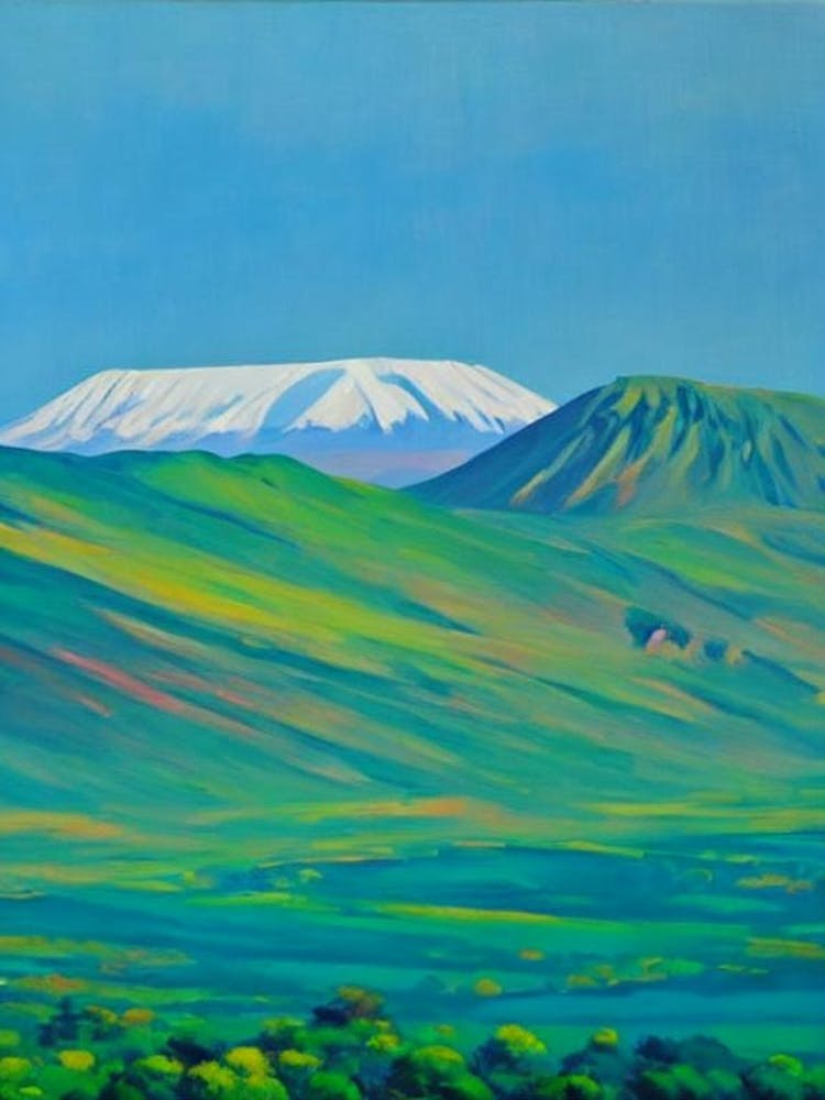Mount Kilimanjaro National Park Tanzania Blue Oil Painting 1 