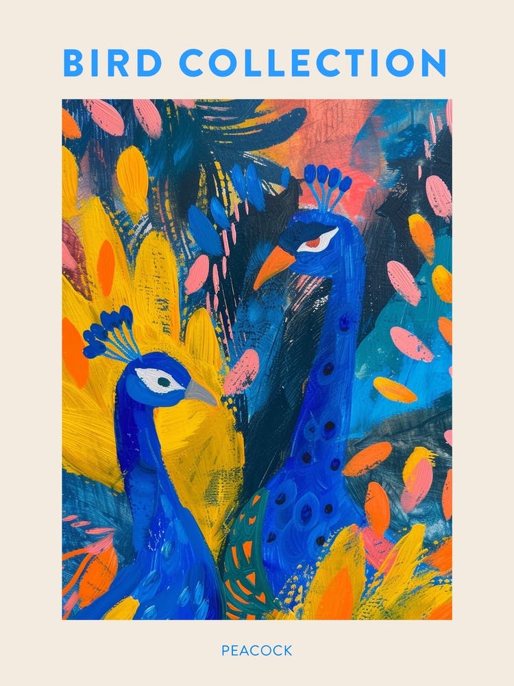 Colourful Peacock Painting 1 Poster