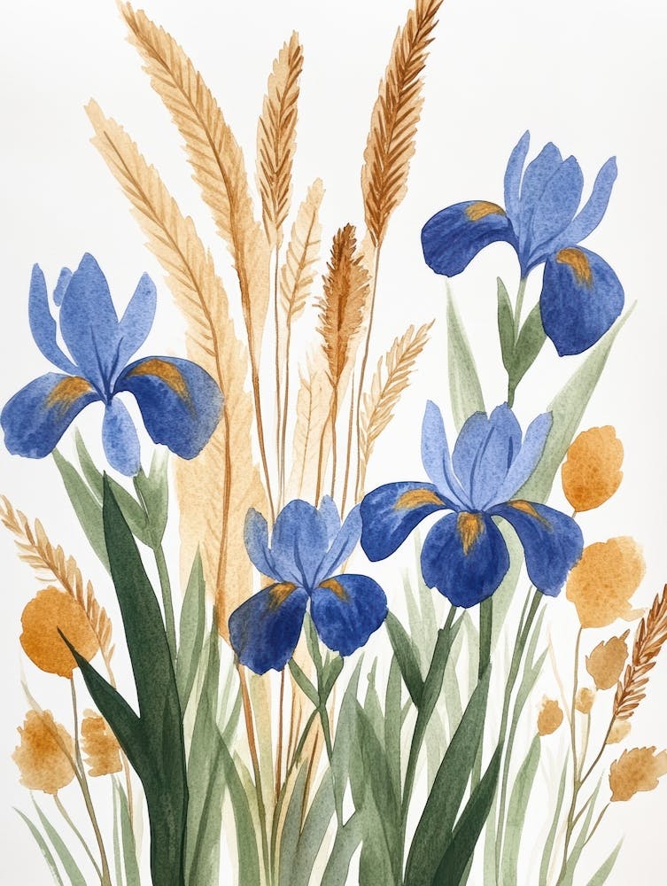 Watercolor Of Blue Iris