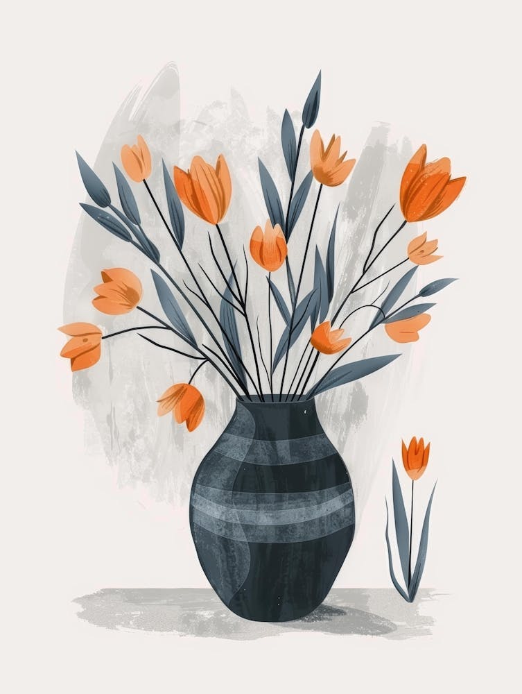Orange Flowers In A Vase 3