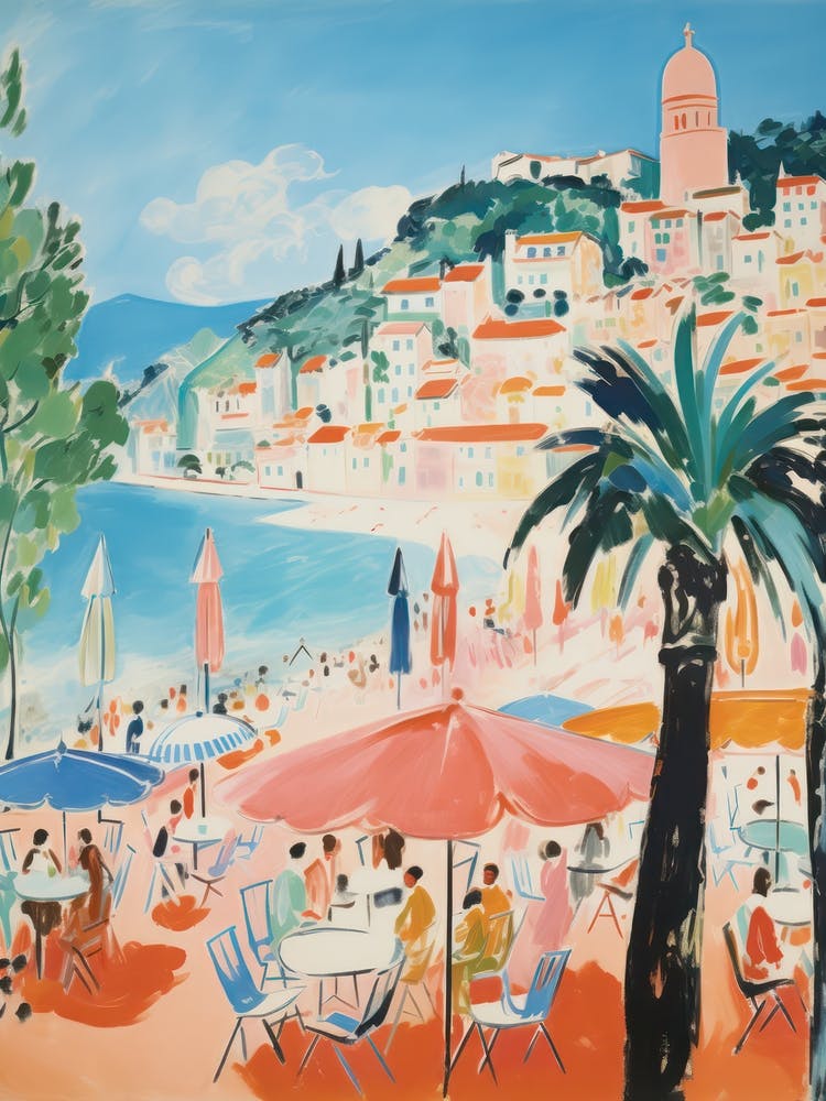 Lerici, Liguria   Italy Beach Club Lido Watercolour 3