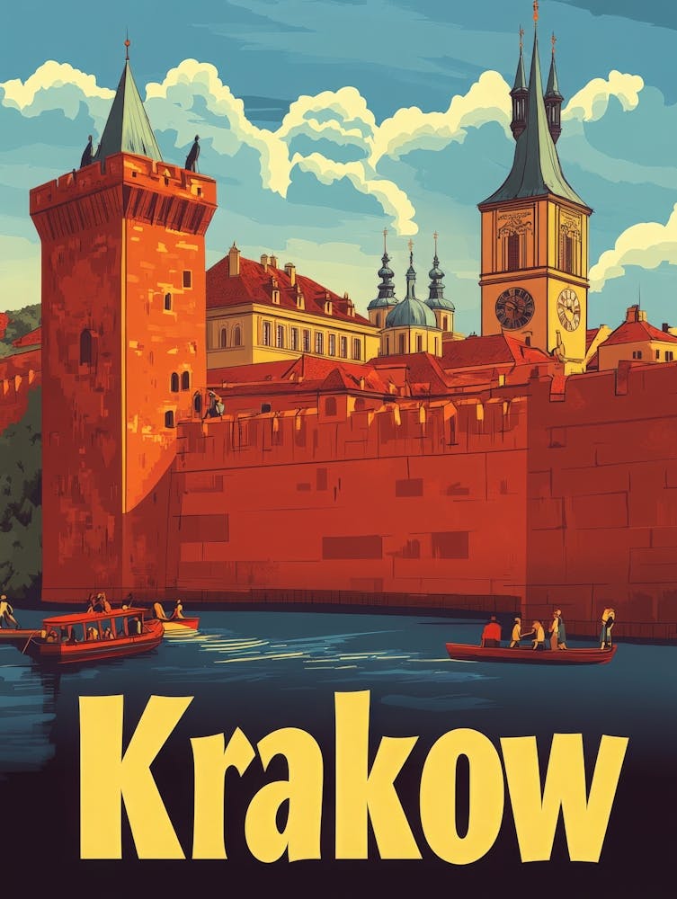 Aihrgdesign A Retro Travel Poster For Krakow 2