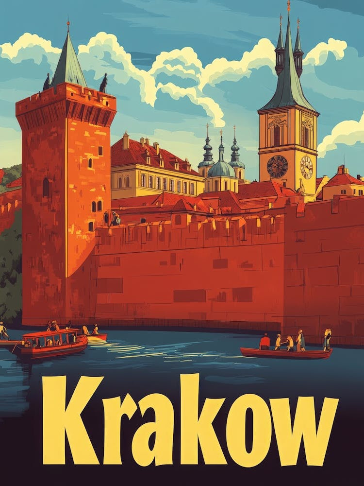 Aihrgdesign A Retro Travel Poster For Krakow 2