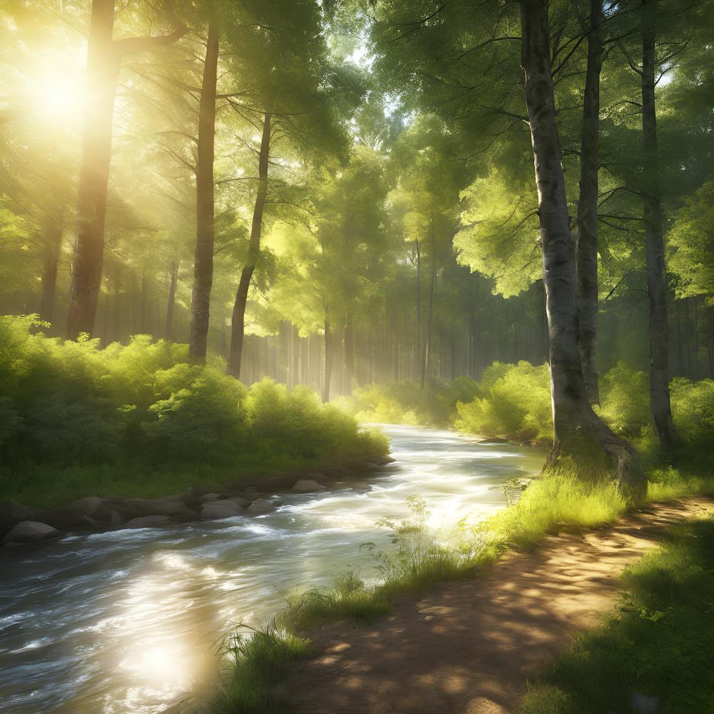 Ray Of Light In The Forest