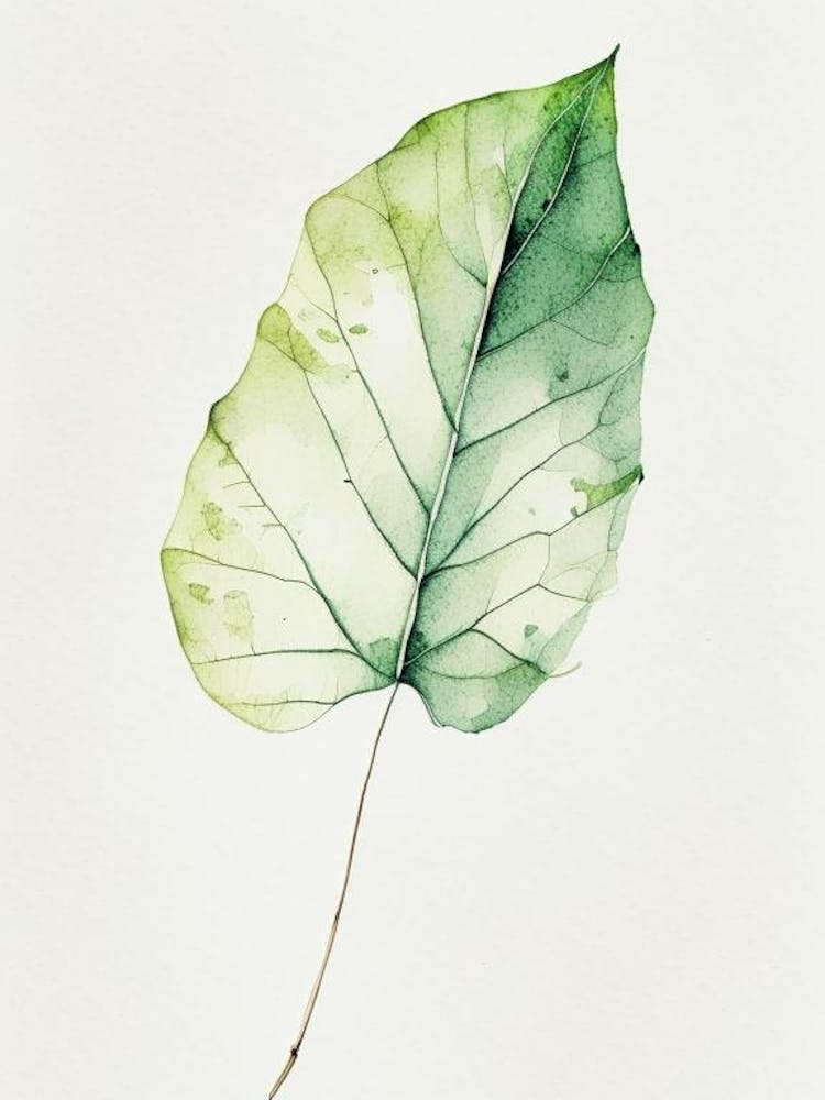 Poplar Leaf Minimalist Watercolour