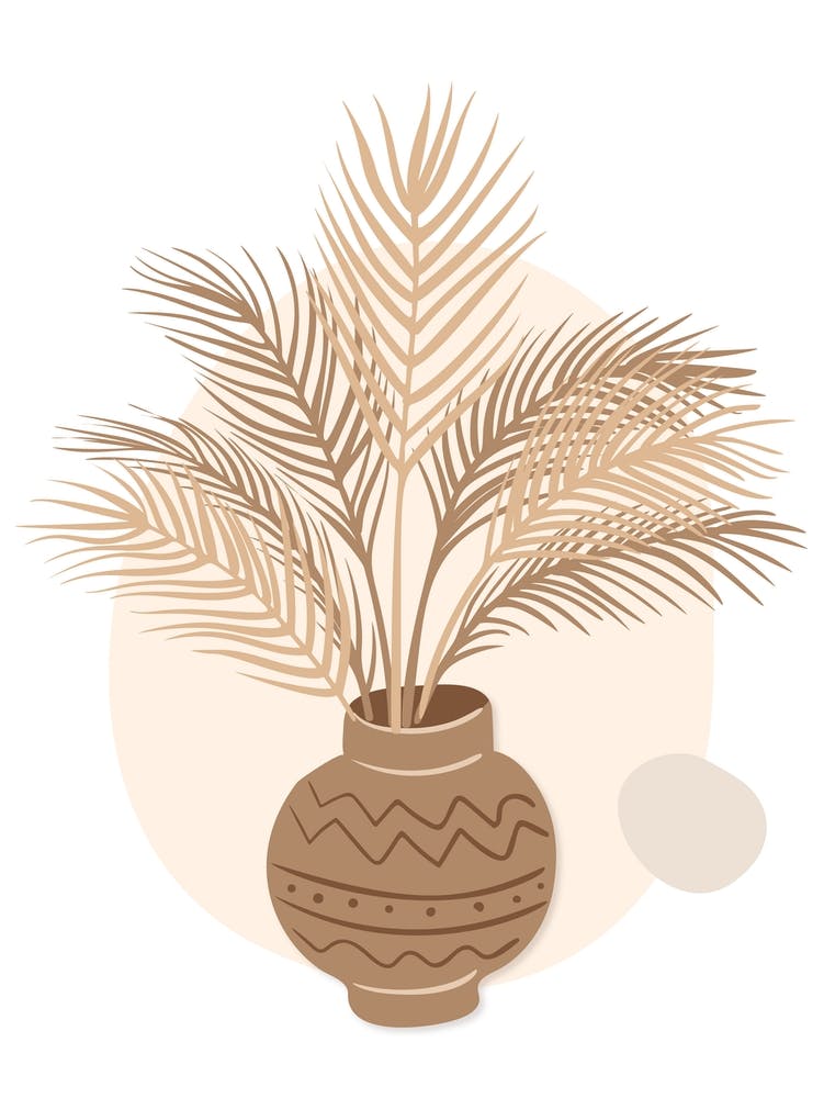 Palm Tree In A Pot Beige Boho Botanical