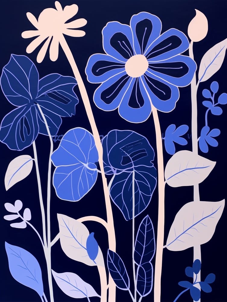 Blue Flower Illustration Bergamot