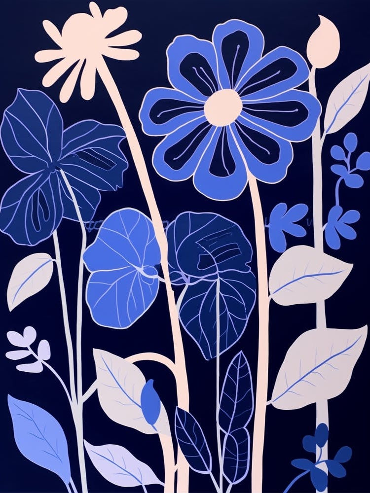 Blue Flower Illustration Bergamot