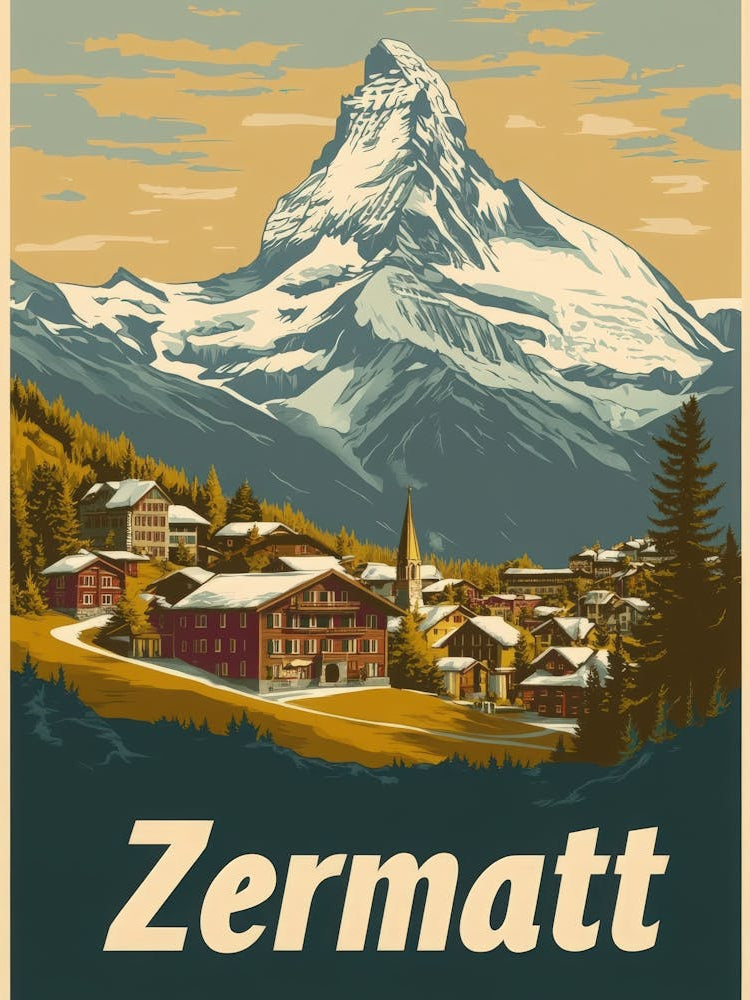 Aihrgdesign A Vintage Travel Poster Of Zermatt 1