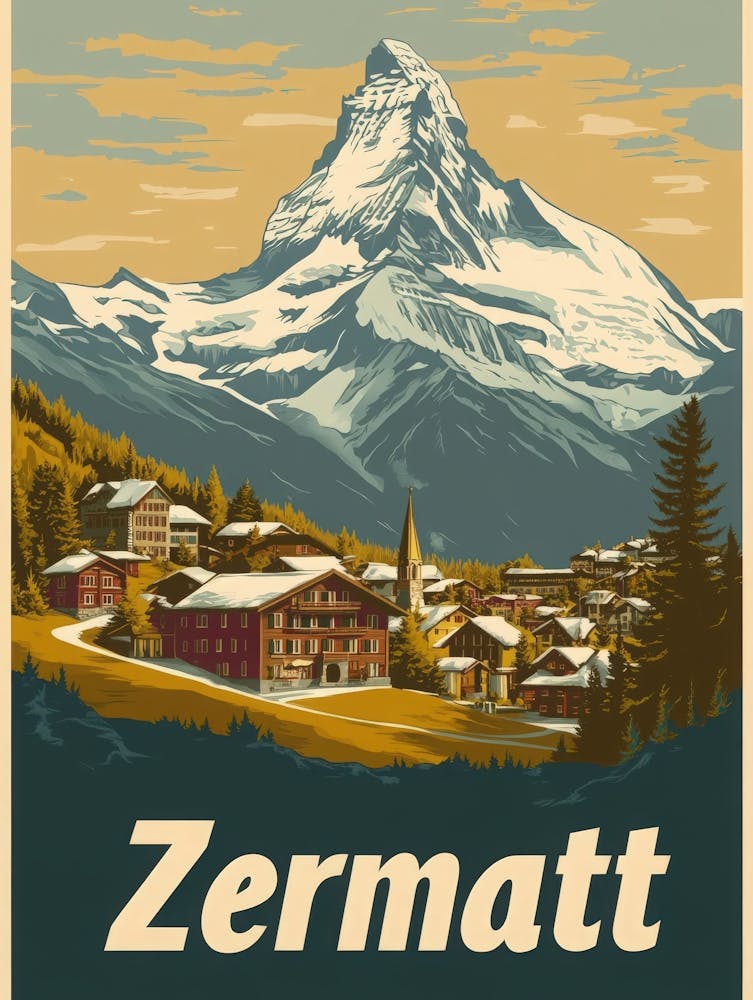 Aihrgdesign A Vintage Travel Poster Of Zermatt 1