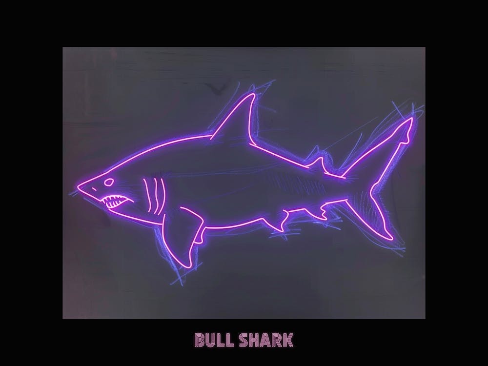 Neon Pink Purple Bull Shark Poster 1