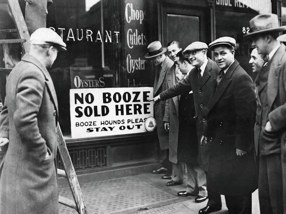No Booze Sold Here, Prohibition Black and White Vintage Photo