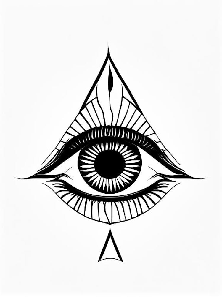 Balance, Symbol, Third Eye Simple Black & White Illustration 5