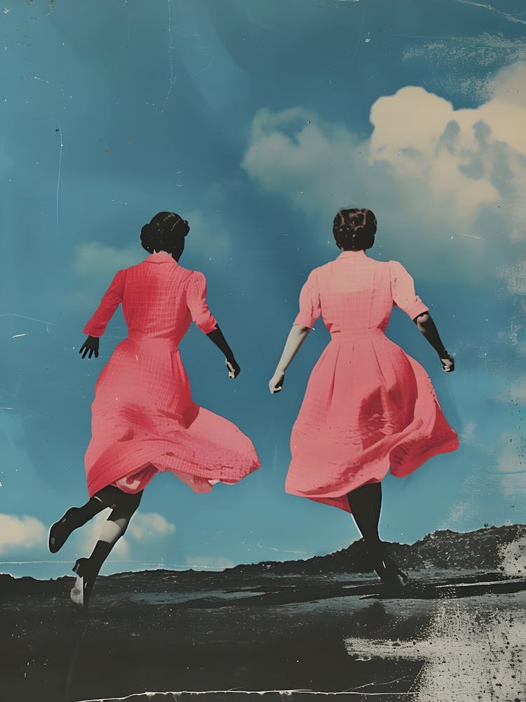 Two Girls In Pink Dresses