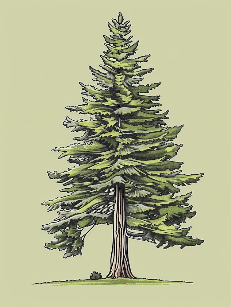 Douglas Fir Tree Minimalistic Drawing 4