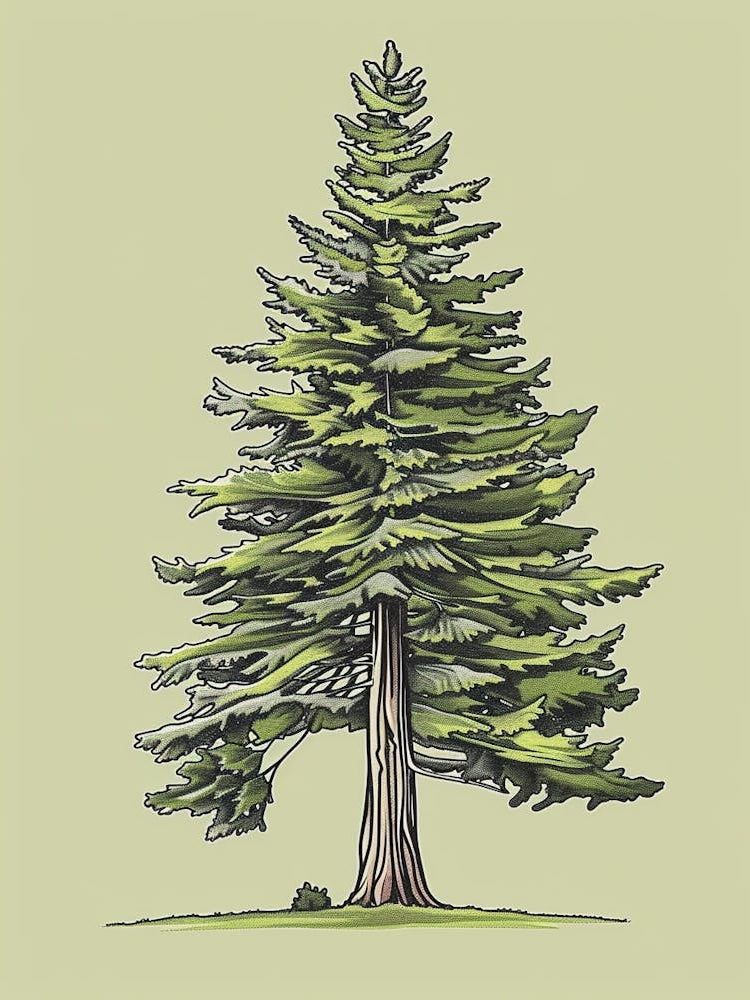 Douglas Fir Tree Minimalistic Drawing 4