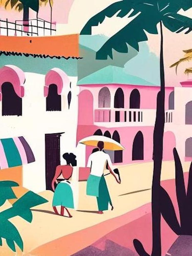 Goa India Palme Gedämpftes Pastell Tropisches Reiseziel