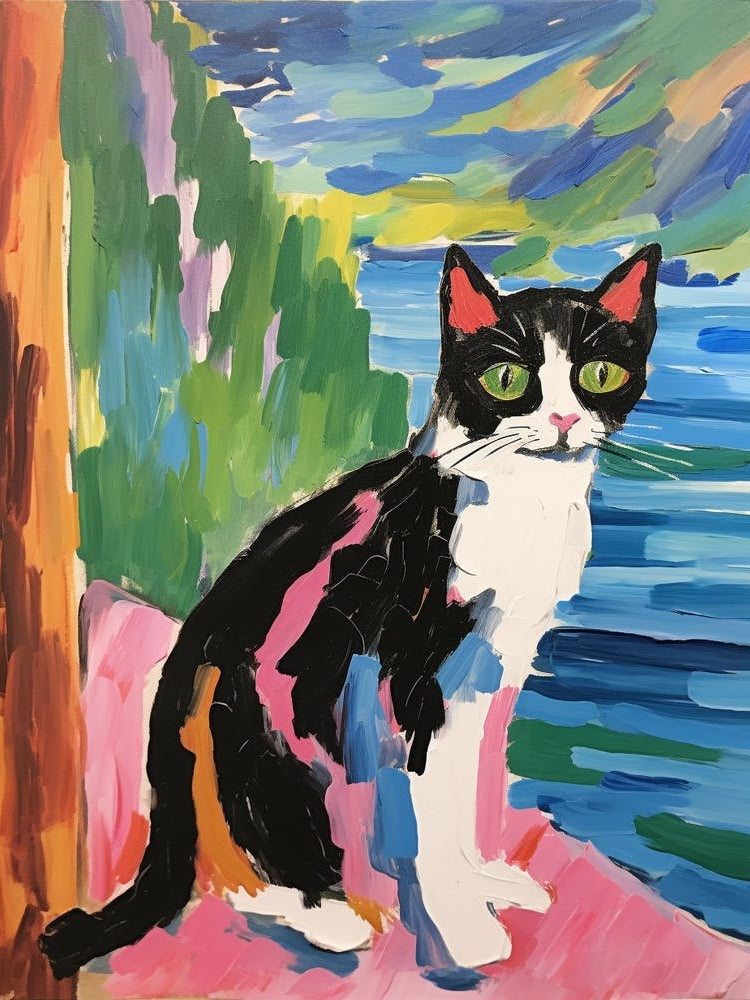Painting Of A Cat In Lake Como Italy 1