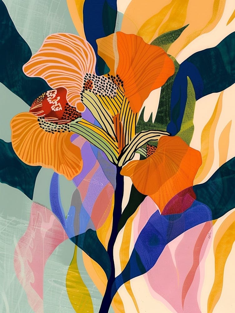 Colourful Flower Illustration Flax Flower 1