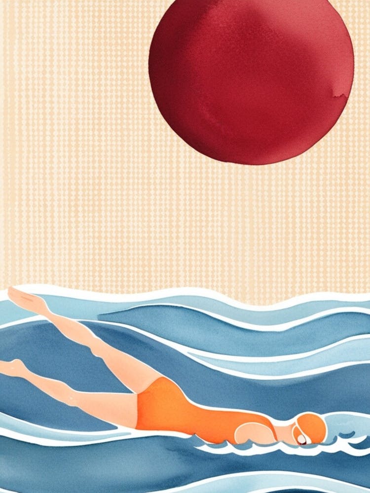 Swimming With A Red Ball