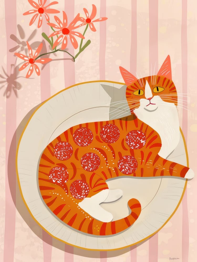 Cat With Pepperoni On Top