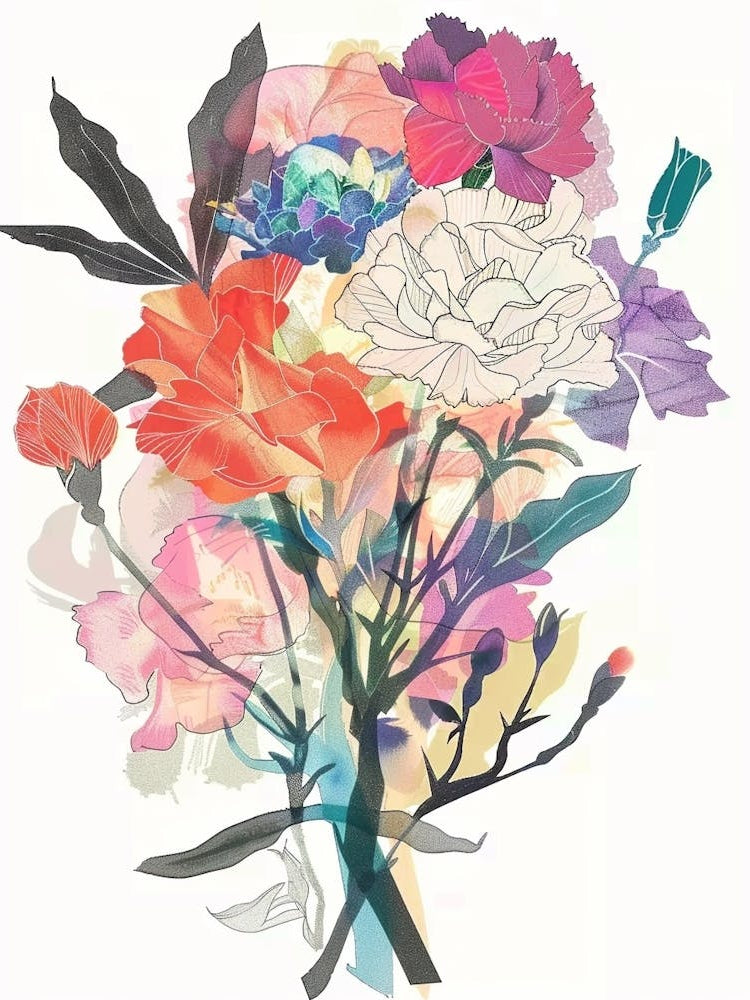 Carnation 1 Collage Flower Bouquet